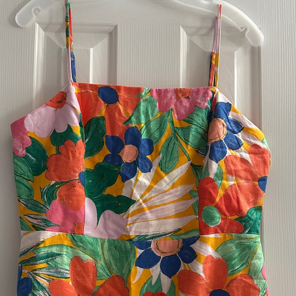 Giani Bini Floral Multicolor Mini Dress Linen Blend XL Tropical Resortwear Beach - Picture 2 of 10